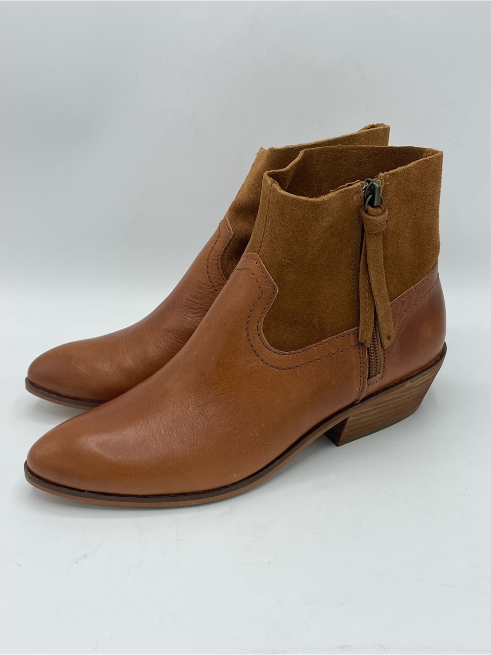 Frye & Co. “Rubie” Leather Suede Leather Ankle Boots